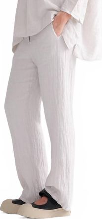 Kristensen Du Nord Wide Leg Linen Pant In Chalk