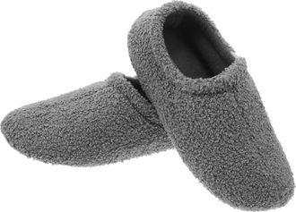 Frcolor Cozy Fuzzy Memory Foam Warm House Slippers for Men Indoor Slippers Faux Fur Lining and Closed Toe Design Grey