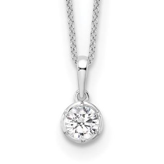 Diamond2Deal 14k White Gold 1/2 Ct Lab Grown Diamond Solitaire Pendant Necklace 18