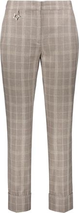 Lorena Antoniazzi Wollen broek met omslagmanchetten - Dames - Slim Fit Broeken - Bruin - S - Wol - Broeken
