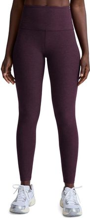 Beyond Yoga Caught in the Midi High Waist Leggings in Eggplant Purple Heather at Nordstrom, Size Xx-Large