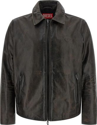 Diesel L-Amar-Wrd Jacket - Heren - Leren en Su&egrave;de Jassen - Bruin - L - Leer - Jassen