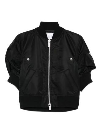 sacai puff-sleeve bomber jacket - Black