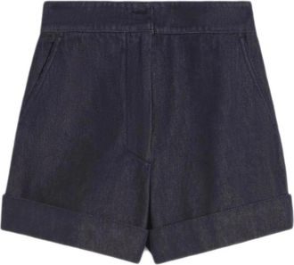 Max Mara Shorts van katoen met denimlook - Dames - Bermuda - Blauw - S - Katoen - Korte Broeken