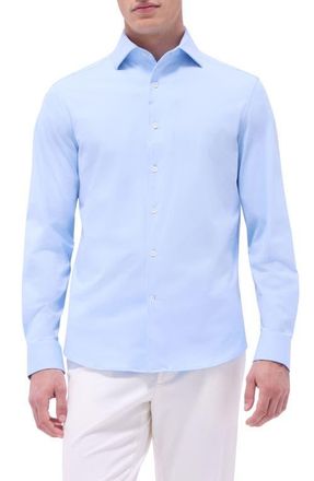 Bugatchi Devon OoohCotton Button-Up Shirt in Sky at Nordstrom, Size Xxx-Large
