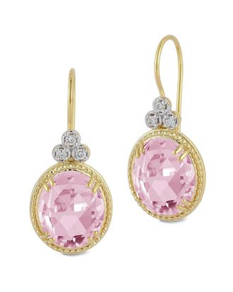 I.Reiss Company 14K 7.92 Ct. Tw. Diamond & Rose Quartz Drop Earrings