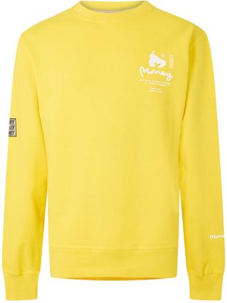 Money Clothing Heren-sweatshirt met ronde hals en copyright-opdruk (Geel)