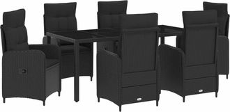 vidaXL Juego De Comedor Para Exteriores 7 Uds. Negro Rat&aacute;n Sint&eacute;tico Vidaxl
