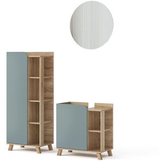 Vicco Conjunto De Muebles De Ba&ntilde;o Karen, Gris Azulado, 3 Partes