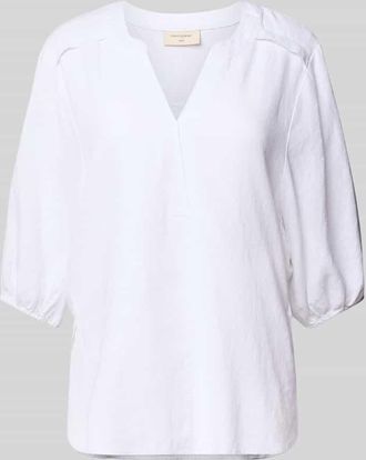 Freequent Relaxed Fit Leinenbluse mit Tunikakragen Modell Lava in Offwhite, Größe M