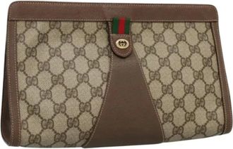 Gucci Pre-owned Clutches, female, Beige, Size: ONE SIZE Pre-owned GG Canvas Clutch