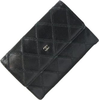 Chanel Pre-owned Wallets, female, Black, Size: ONE SIZE Pre-owned Leather Wallet
