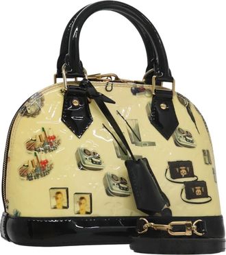 Louis Vuitton Alma Bb Beige Patent Leather Handbag (Pre-Owned)