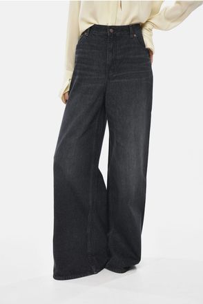 Chlo&eacute; Wide-Leg Jeans With Leather Patch 34cm Chloe