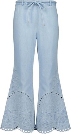 Zimmermann Daylight Cropped Katoenen Flared Broek - Dames - Wijde Broeken - Blauw - XS - Katoen - Broeken