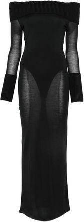 Alaia Off-shoulder Ribbed-trim Maxi Dress