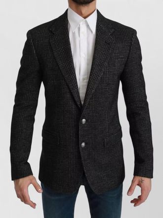 Dolce & Gabbana wool silk cashmere checked slim-fit blazer
