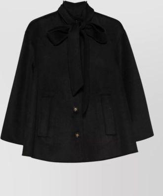 Zimmermann wool pussy-bow long-sleeve fitted jacket