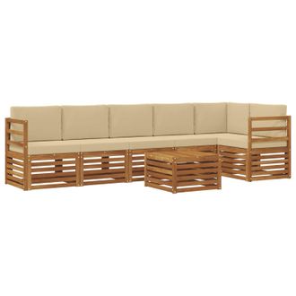 vidaXL Conjunto De Sof&aacute; Seccional Con Coj&iacute;n 7 Pcs Natural Y Beige Vidaxl