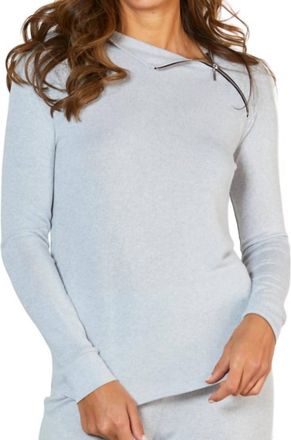French Kyss Zip Neck Top In Slate