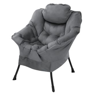 ML Design Ml-design - Sill&oacute;n De Sal&oacute;n, Antracita Asiento Reclinable De Comedor Con Reposabrazos Y Bolsillo Lateral Dise&ntilde;o Ergon&oacute;mico Sof&aacute; De Tv Con Almohada Mue