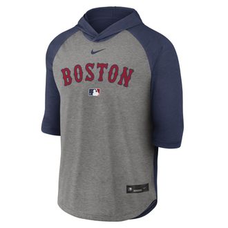 Nike Boston Red Sox Authentic Collection Flux Nike Mens Dri-FIT MLB 3/4-Sleeve Hooded T-Shirt in Blue | 04HI013NBQ-LQZ