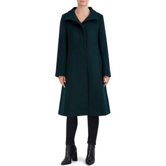 Cole Haan Longline Wool Blend Coat in Forest at Nordstrom, Size 10
