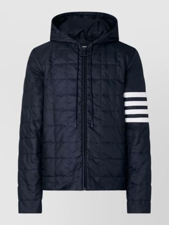 Thom Browne hooded down jacket stripe sleeve detail