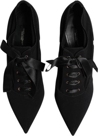 Dolce & Gabbana Womens Lace-Up Stiletto Black Viscose Elastane