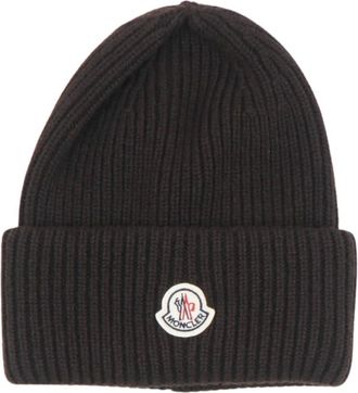Moncler Berretto in lana e cashmere con logo - - Accessories - Uomo - Marrone - ONE SIZE