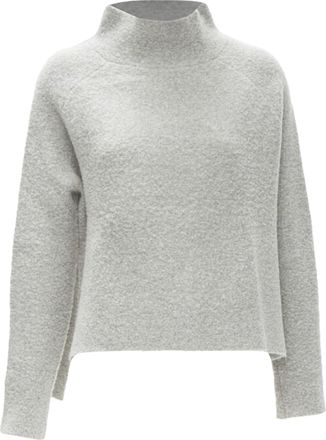 Theory grey wool blend fuzzy stand collar step hem sweater XS