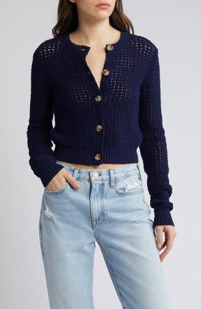 Frame Denim Crop Cotton Cardigan in Navy at Nordstrom Rack, Size X-Large
