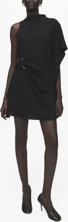 Mango Soleil Asymmetric Sleeve Minidress in Black at Nordstrom, Size 2