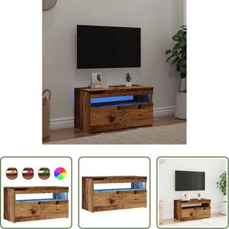 vidaXL vidaXL Mobile con LED - Mobile Porta TV con LED Legno Antico 75x35x40 cm Multistrato