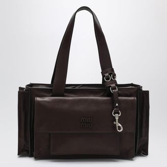 Miu Miu Utilitaire shopping bag in antique-effect lambskin, burnt