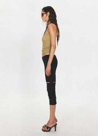 Mango Pantaloni capri spacchi nero - Donna - S - MANGO