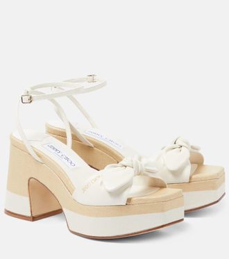 Jimmy Choo London Ricia leather and raffia platform sandals