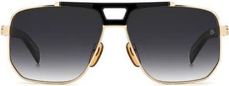 David Beckham 61mm Gradient Navigator Sunglasses in Gold Black/dark Grey at Nordstrom