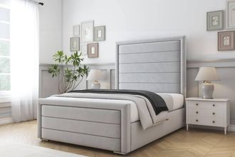 Comfort Beds Anna Plush Bed Frame With Mattress-50 Upholstered in Silver | Size: Double