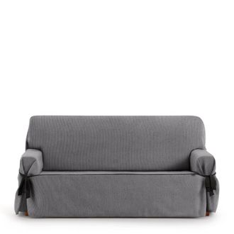 Eysa Funda de sof&aacute; dos plazas con lazos gris oscuro 140 - 180 cm