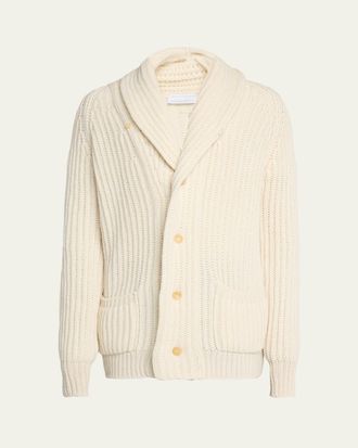 Anderson & Sheppard Mens Rib-Knit Cashmere Cardigan