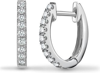 Jewelco London 18ct White Gold Diamond Eternity style Huggie Hoop Earrings 10mm - 18E375
