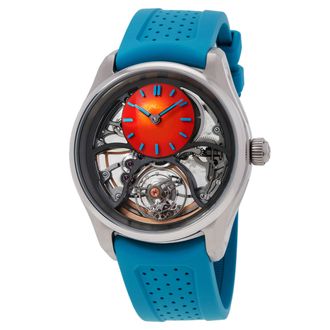H. Moser & Cie Pioneer Cylindrical Tourbillon Skeleton Spiced Aqua Automatic Watch 3811-1203