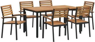vidaXL vidaXL Garden Dining Set 7 pcs Black and brown 150 x 90 x 75 cm