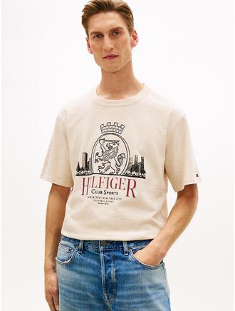 Tommy Hilfiger Mens Hilfiger Crest Graphic Slub T-Shirt - Beige - XXL