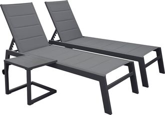 Happy Garden Tumbona y mesa auxiliar de textileno aluminio gris antracita