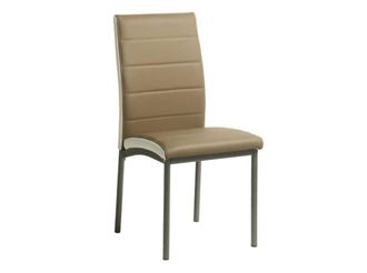 Pondecor Interiorismo Set 4 sillas AMELIA polipiel beige/blanco. Estructura gris oscuro