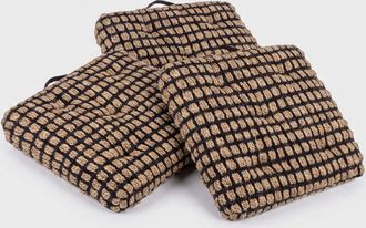 BIZZOTTO Set De 3 Cojines De Suelo &Eacute;tnicos De Yute Y Poli&eacute;ster 60x60 Cm Shaila Yes - Negro