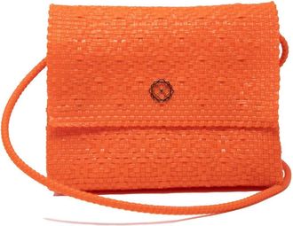Lola's Bag Womens Woven Long Braided Strap Crossbody Bag In Orange
