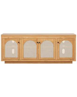 Walker Edison Contemporary Tv Stand & Sideboard With Rattan Doors For Up To 80In Tv